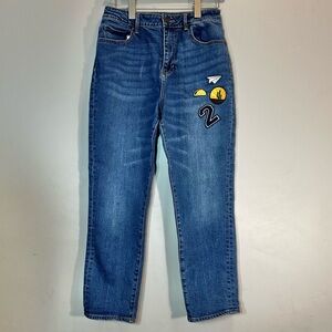 PacSun LA Los Angeles Retro Jeans Women's Size 27 Blue Straight Leg With Patches